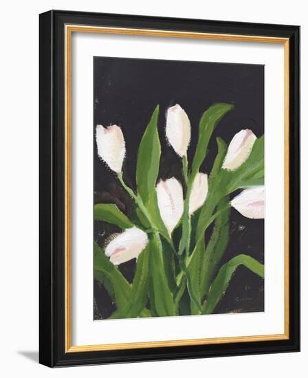 White Tulips on Black (1)-Pamela Munger-Framed Art Print