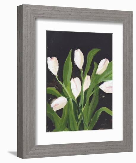 White Tulips on Black (1)-Pamela Munger-Framed Premium Giclee Print