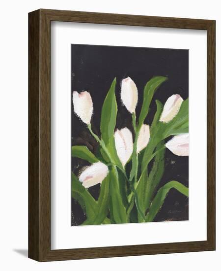 White Tulips on Black (1)-Pamela Munger-Framed Premium Giclee Print