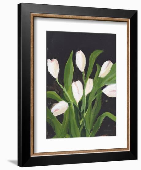 White Tulips on Black (1)-Pamela Munger-Framed Premium Giclee Print