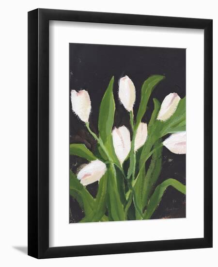 White Tulips on Black (1)-Pamela Munger-Framed Premium Giclee Print