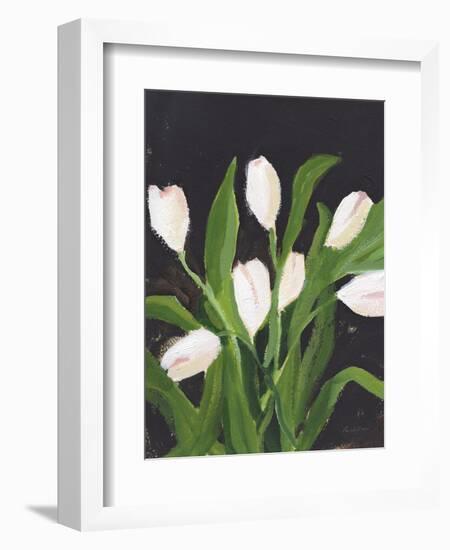 White Tulips on Black (1)-Pamela Munger-Framed Premium Giclee Print