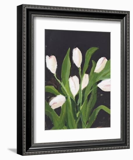 White Tulips on Black (1)-Pamela Munger-Framed Premium Giclee Print