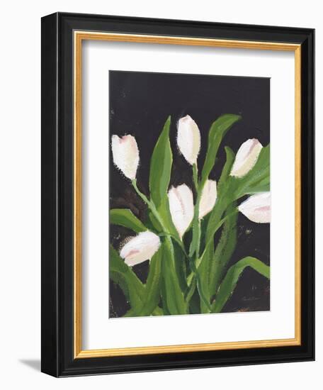 White Tulips on Black (1)-Pamela Munger-Framed Premium Giclee Print