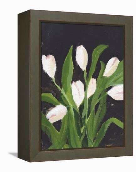 White Tulips on Black (1)-Pamela Munger-Framed Stretched Canvas