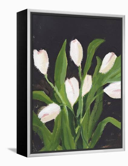 White Tulips on Black (1)-Pamela Munger-Framed Stretched Canvas