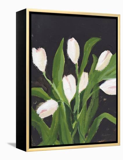 White Tulips on Black (1)-Pamela Munger-Framed Stretched Canvas