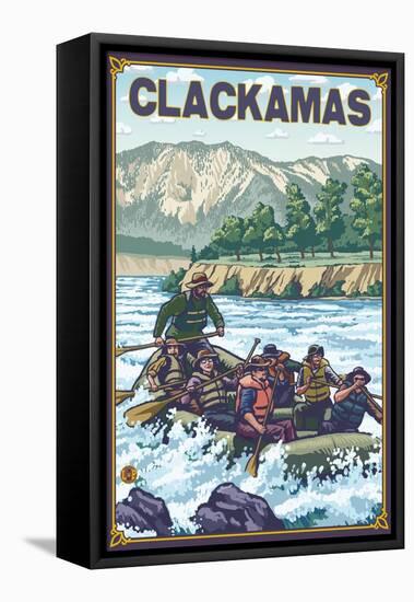 White Water Rafting, Clackamas, Oregon-Lantern Press-Framed Stretched Canvas