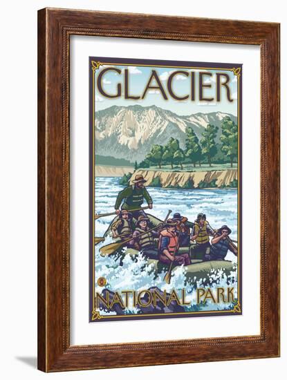 White Water Rafting, Glacier National Park, Montana-Lantern Press-Framed Art Print