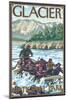 White Water Rafting, Glacier National Park, Montana-Lantern Press-Mounted Art Print