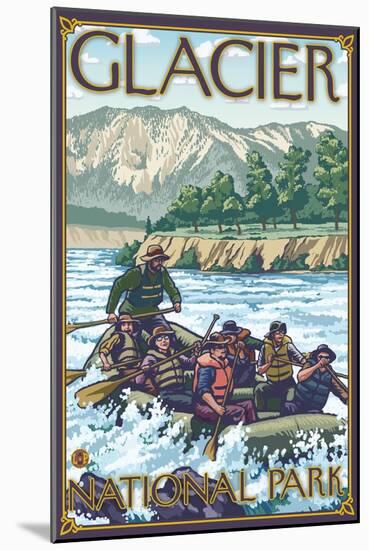 White Water Rafting, Glacier National Park, Montana-Lantern Press-Mounted Art Print