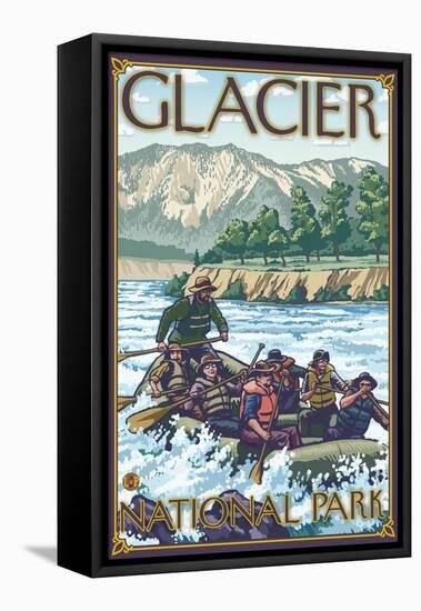 White Water Rafting, Glacier National Park, Montana-Lantern Press-Framed Stretched Canvas