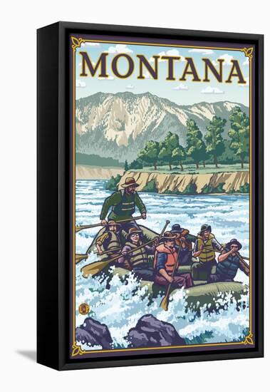 White Water Rafting, Montana-Lantern Press-Framed Stretched Canvas