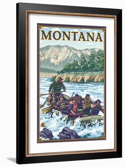 White Water Rafting, Montana-Lantern Press-Framed Art Print