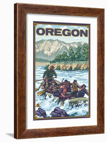 White Water Rafting, Oregon-Lantern Press-Framed Art Print