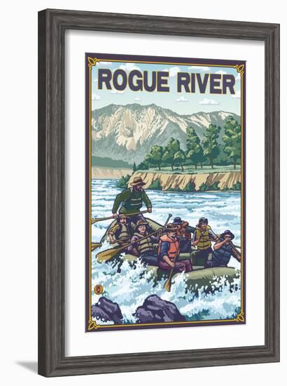 White Water Rafting, Rogue River, Oregon-Lantern Press-Framed Art Print