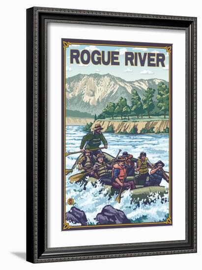 White Water Rafting, Rogue River, Oregon-Lantern Press-Framed Art Print