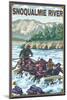 White Water Rafting, Snoqualmie River, Washington-Lantern Press-Mounted Art Print