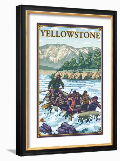 White Water Rafting, Yellowstone National Park-Lantern Press-Framed Art Print