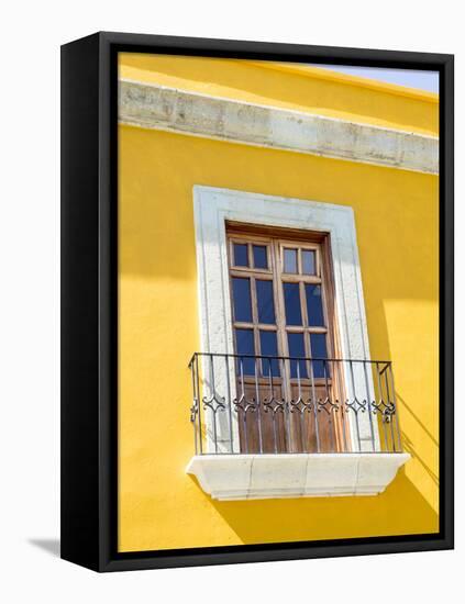 White window of yellow house, Oaxaca, Mexico, North America-Melissa Kuhnell-Framed Premier Image Canvas