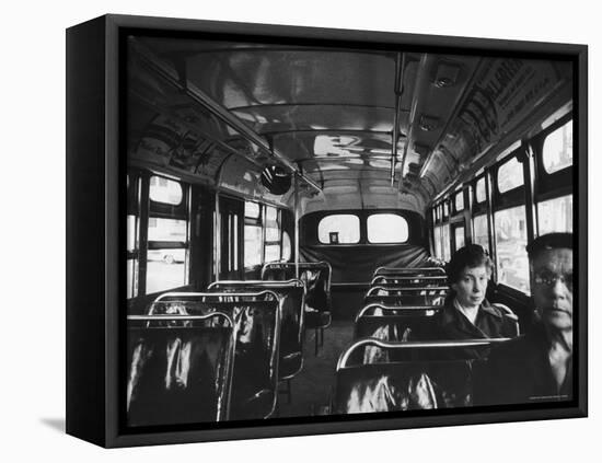 White Women Sitting Empty Bus During the Black Boycott of Bus Companies Throughout the City-Grey Villet-Framed Premier Image Canvas