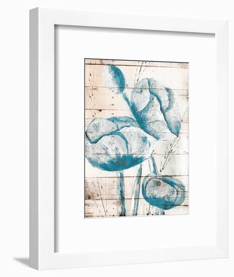 White Wood Blue Florals Mate-Jace Grey-Framed Art Print