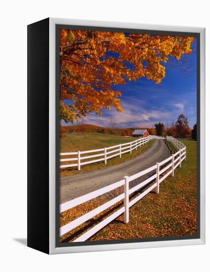 White Wooden Fence Along Farm-Bob Krist-Framed Premier Image Canvas