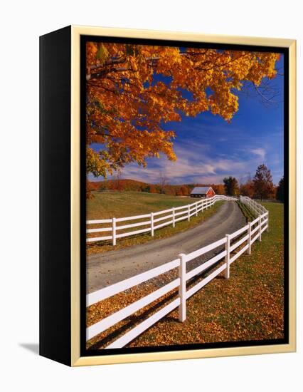 White Wooden Fence Along Farm-Bob Krist-Framed Premier Image Canvas