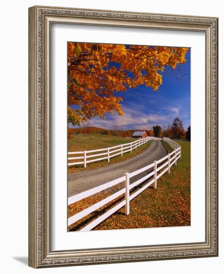 White Wooden Fence Along Farm-Bob Krist-Framed Photographic Print