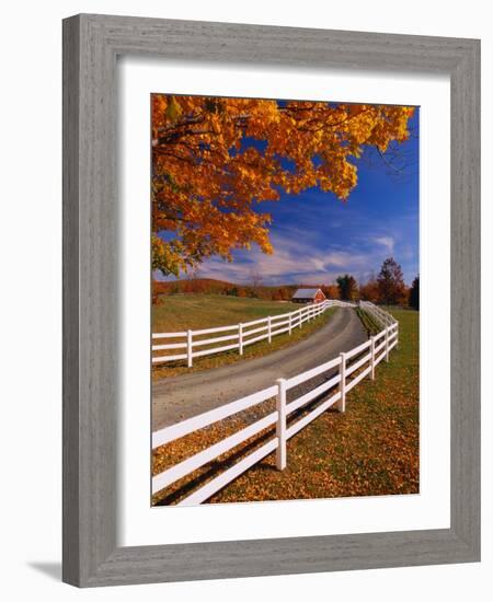 White Wooden Fence Along Farm-Bob Krist-Framed Photographic Print