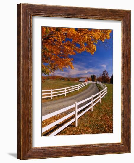 White Wooden Fence Along Farm-Bob Krist-Framed Photographic Print