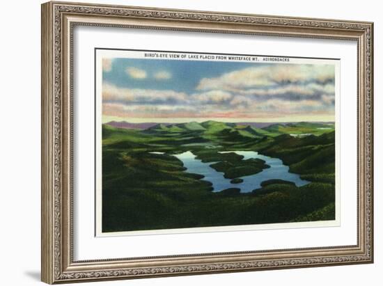 Whiteface Mountain, New York - Aerial View of Lake Placid-Lantern Press-Framed Art Print