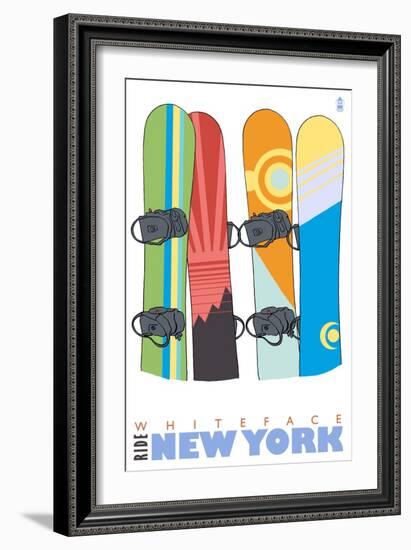 Whiteface, New York, Snowboards in the Snow-Lantern Press-Framed Art Print