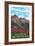 Whitefish, Montana - Fireweed and Mountains-Lantern Press-Framed Art Print