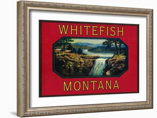 Whitefish Montana - Orange Label-Lantern Press-Framed Art Print