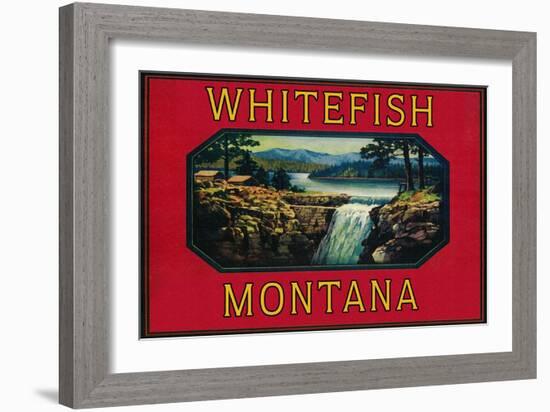 Whitefish Montana - Orange Label-Lantern Press-Framed Art Print