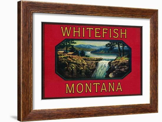 Whitefish Montana - Orange Label-Lantern Press-Framed Art Print