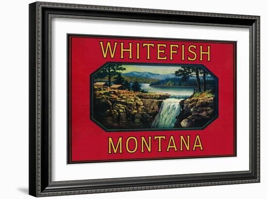 Whitefish Montana - Orange Label-Lantern Press-Framed Art Print