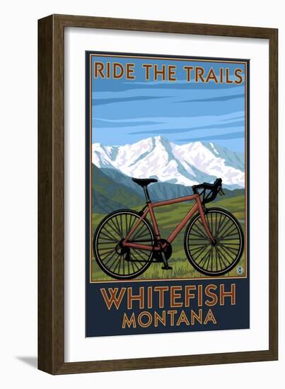 Whitefish, Montana - Ride the Trails-Lantern Press-Framed Art Print