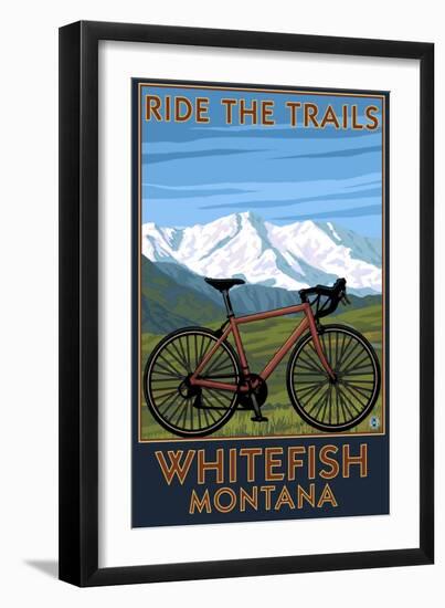 Whitefish, Montana - Ride the Trails-Lantern Press-Framed Art Print