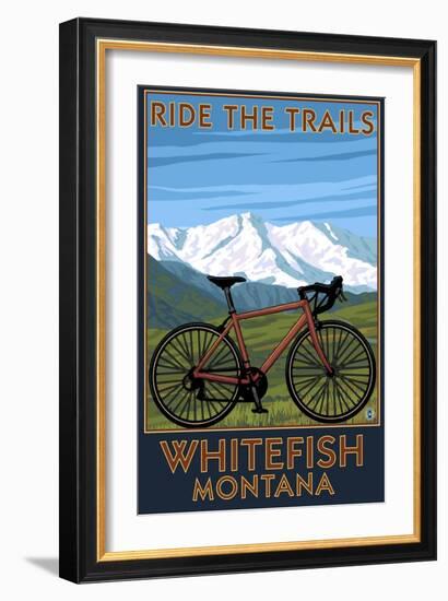 Whitefish, Montana - Ride the Trails-Lantern Press-Framed Art Print