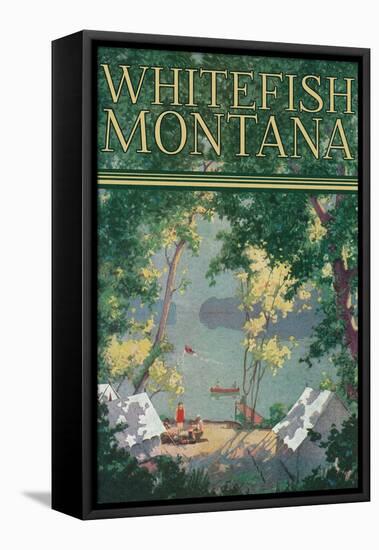Whitefish, Montana - Scenic View of a Campground by a Lake - Poster-Lantern Press-Framed Stretched Canvas