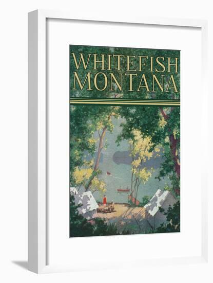 Whitefish, Montana - Scenic View of a Campground by a Lake - Poster-Lantern Press-Framed Art Print