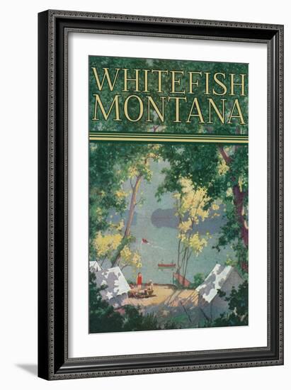 Whitefish, Montana - Scenic View of a Campground by a Lake - Poster-Lantern Press-Framed Art Print