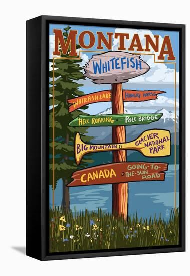 Whitefish, Montana - Sign Destinations-Lantern Press-Framed Stretched Canvas