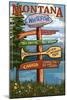 Whitefish, Montana - Sign Destinations-Lantern Press-Mounted Art Print