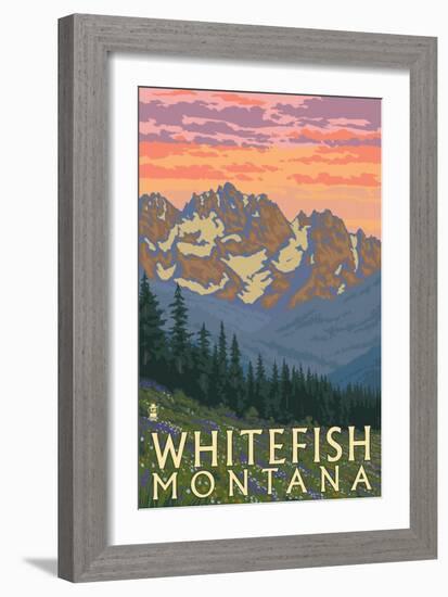 Whitefish, Montana - Spring Flowers-Lantern Press-Framed Art Print