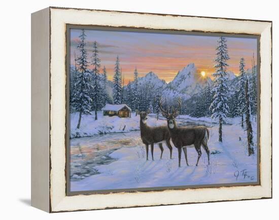 Whitetail and Cabin-Jeff Tift-Framed Premier Image Canvas