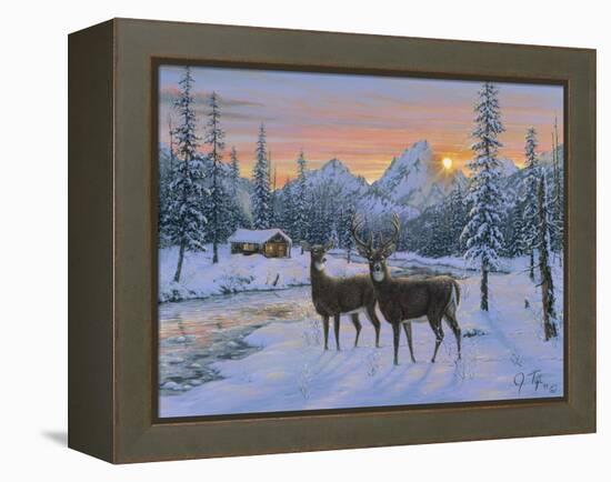 Whitetail and Cabin-Jeff Tift-Framed Premier Image Canvas