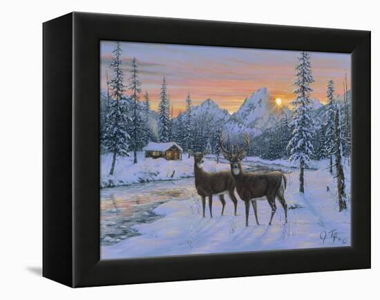 Whitetail and Cabin-Jeff Tift-Framed Premier Image Canvas